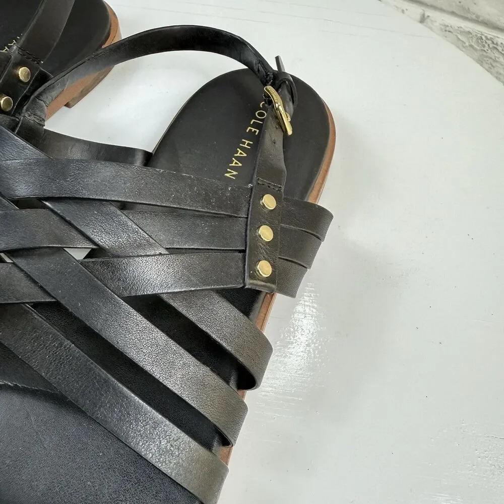 Cole Haan Francie Women’s Size 8.5 Black Strappy Casual Flat Sandals